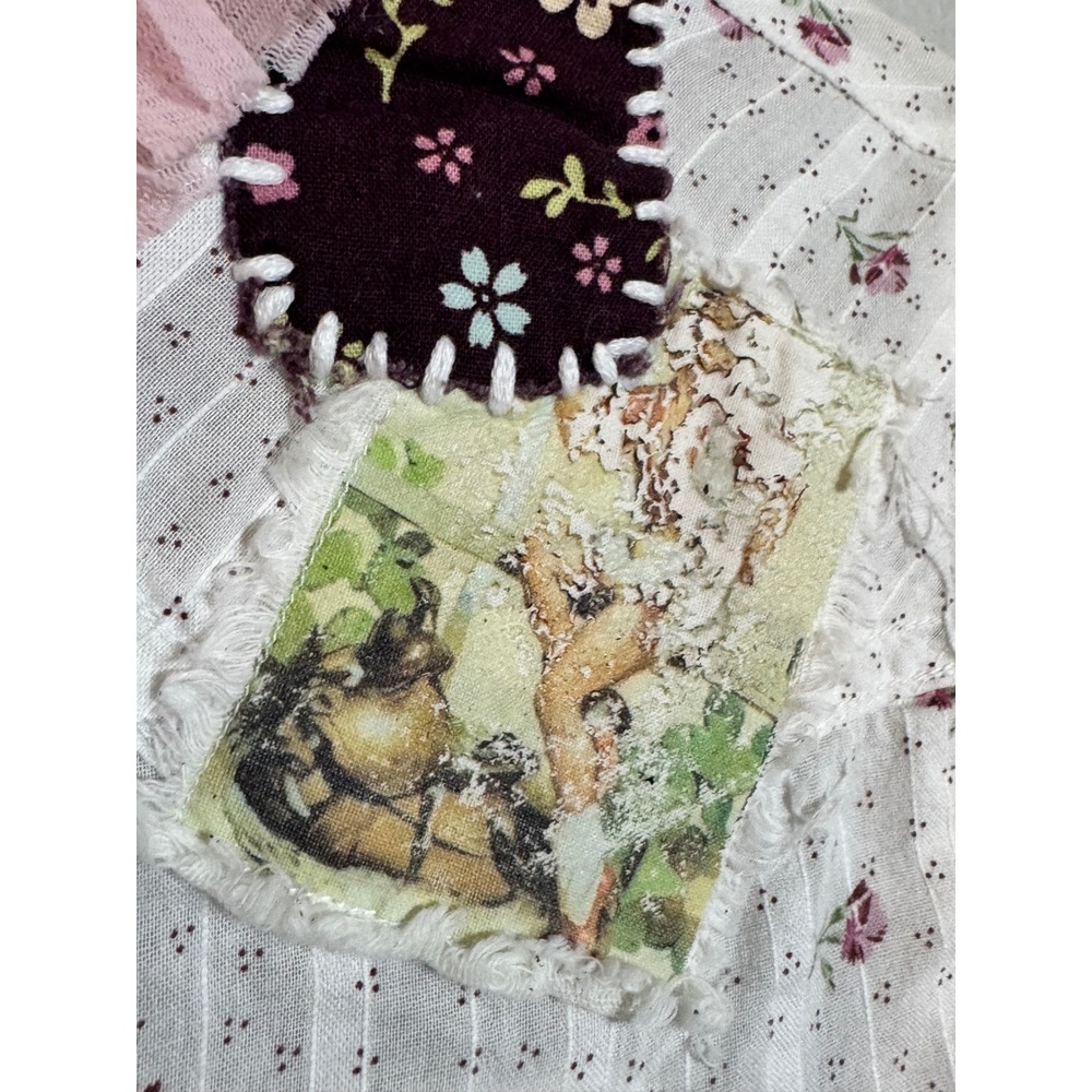 Kids‎ Floral Patchwork Shirt Novelty Applique Upcycled Hippie Vintage - Picture 2 of 6